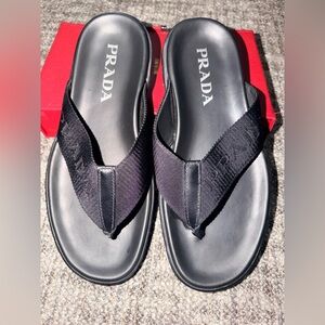 Prada Black Unisex Sandals (6 Men/ 8 Women)